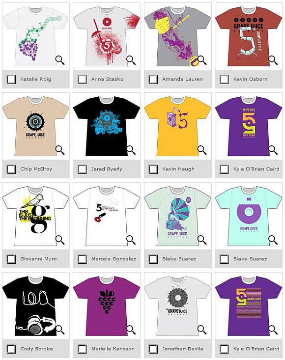 Grape Juice Records' Tee Design Contest submissions