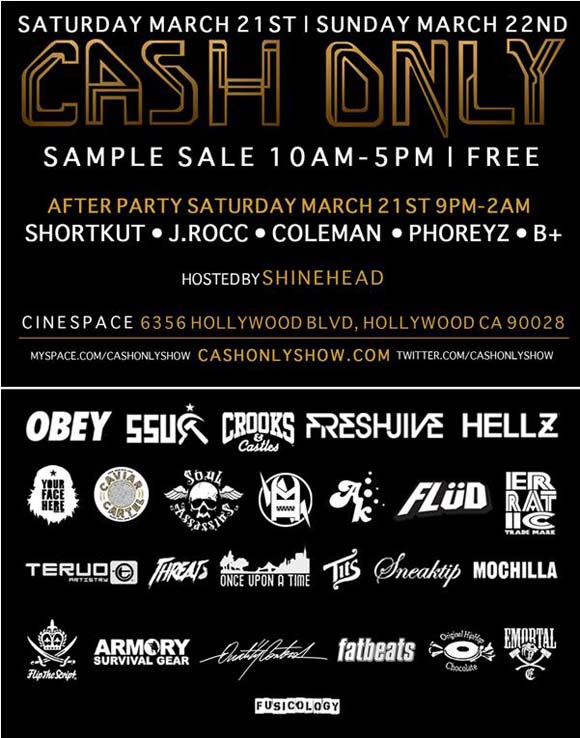 Cash Only Sample Sale & Afterparty flyer