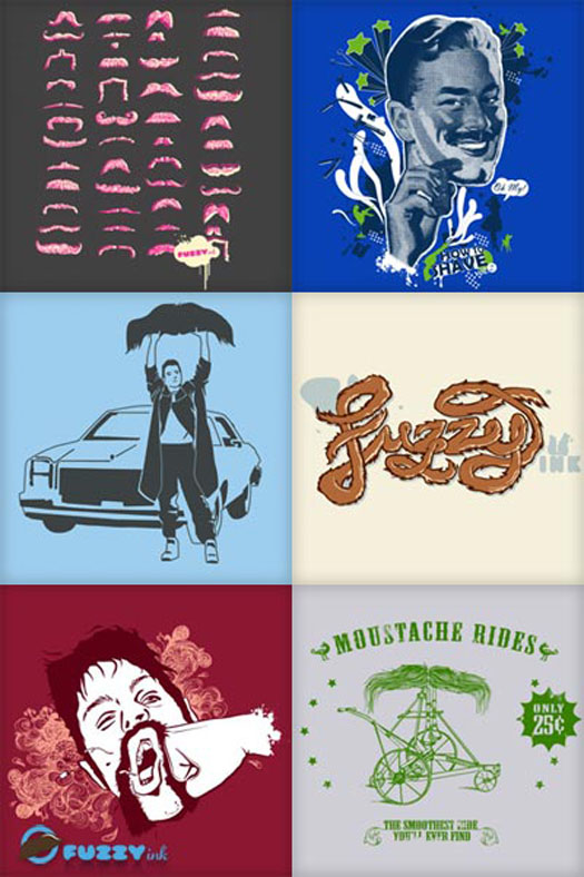 Fuzzy Ink tee designs