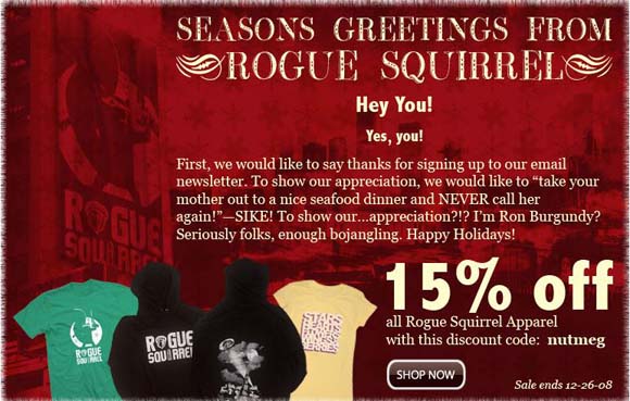 Rogue Squirrel 15% Off Flyer