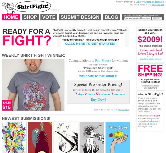 Shirt Fight website screenshot